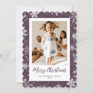 Snowflake Purple Photo Joyeux Noël Carte