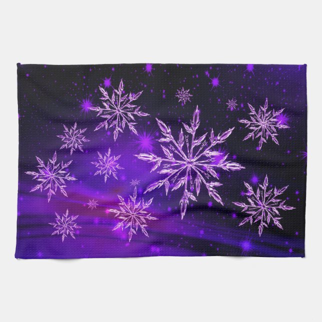 Snowflake purple pink winter cute colourful  kitchen towel (Horizontal)