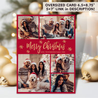 Snowflake Red and Gold 5 Photo Collage Christmas 