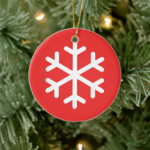 Snowflake Red Christmas Ceramic Ornament