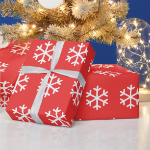 Snowflake Red Christmas Wrapping Paper