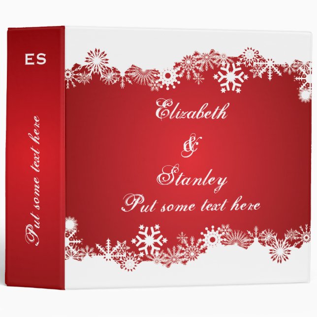 Snowflake red white winter wedding binder (Front/Spine)