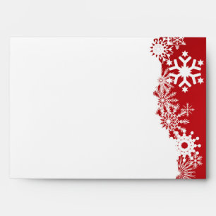 Snowflake red white winter wedding envelope