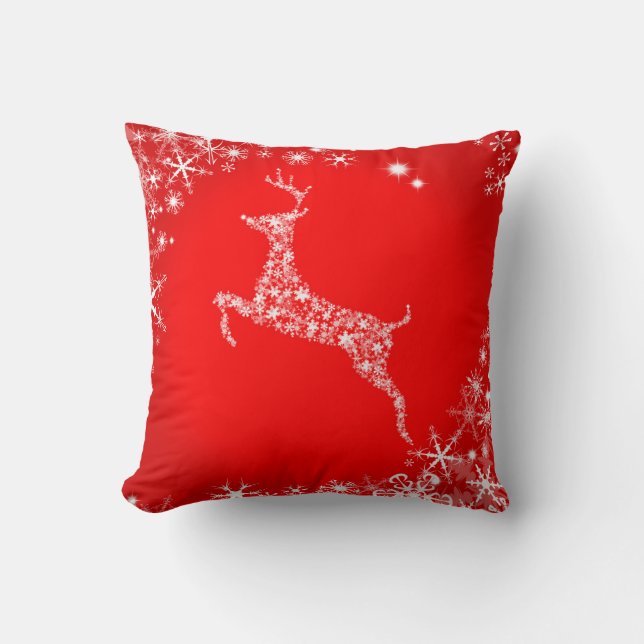 Snowflake Reindeer Throw Pillow (Front)