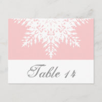 Snowflake rose, blanc numéro de table de mariage d
