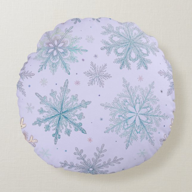 “Snowflake Round Pillow" Pillow (Front)