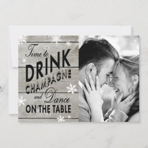 Snowflake Save the Date Time to Drink Champagne