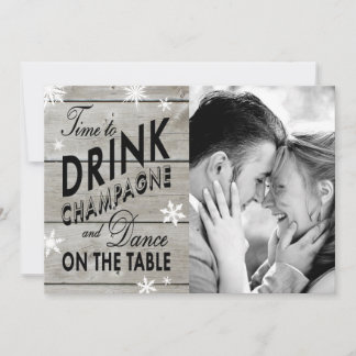 Snowflake Save the Date Time to Drink Champagne