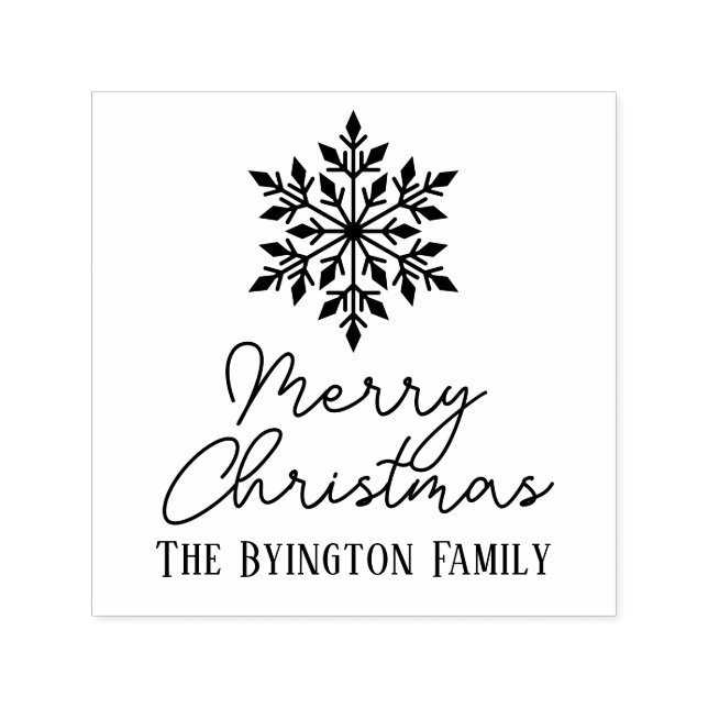 Snowflake Script Holiday Greeting Family Name Self-inking Stamp (Design)