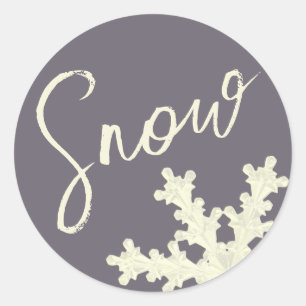 Snowflake script sugarplum purple butter cream  classic round sticker