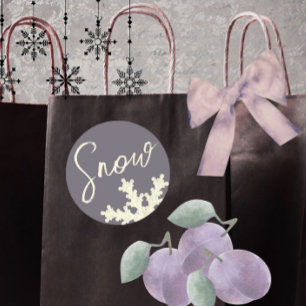 Snowflake script sugarplum purple butter cream  classic round sticker