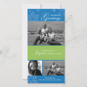 Snowflake Season's Greetings Blue Photo Card