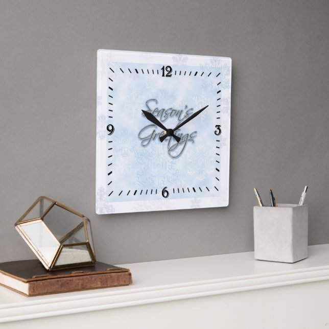 Snowflake Season's Greetings Wall Clock (Office)