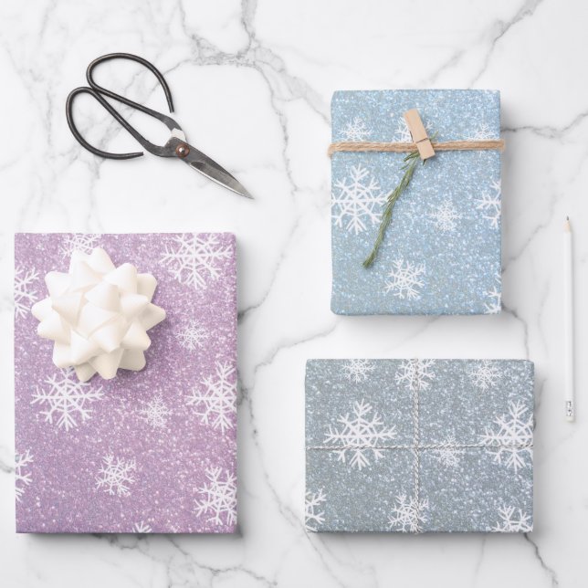 Snowflake Set of 3 Wrapping Paper Sheet (Front)