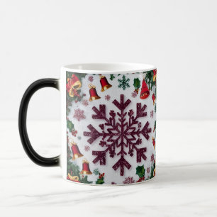 Snowflake Silhouettes Pattern Rustic Christmas  Magic Mug