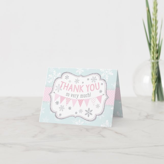 Snowflake Silver Glitter Winter Thank You (Front)