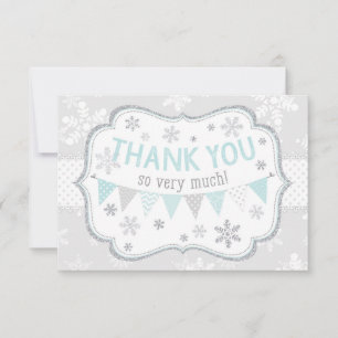 Snowflake Silver Glitter Winter Thank You Card