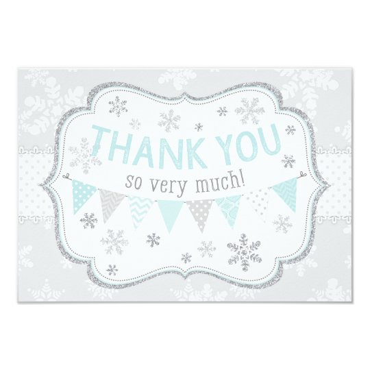 Snowflake Silver Glitter Winter Thank You Card