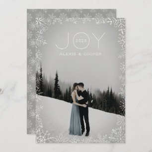 Snowflake Sketch Frame White White Holiday Card