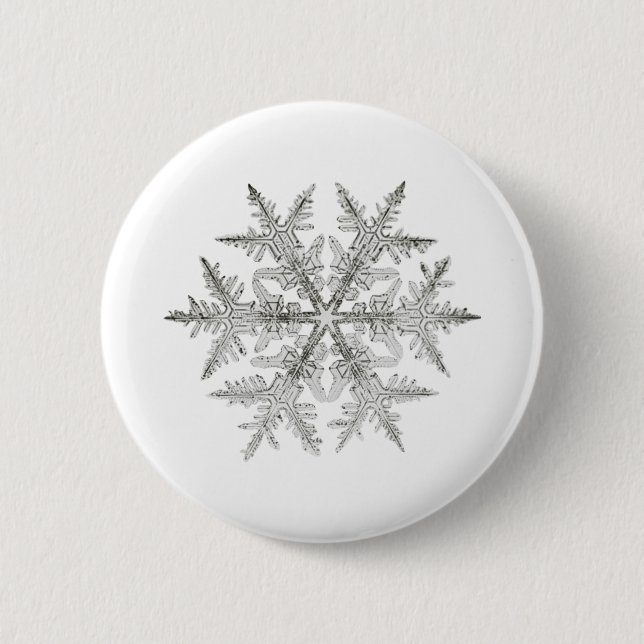 SNOWFLAKE  SNOW CRYSTAL 2 INCH ROUND BUTTON (Front)
