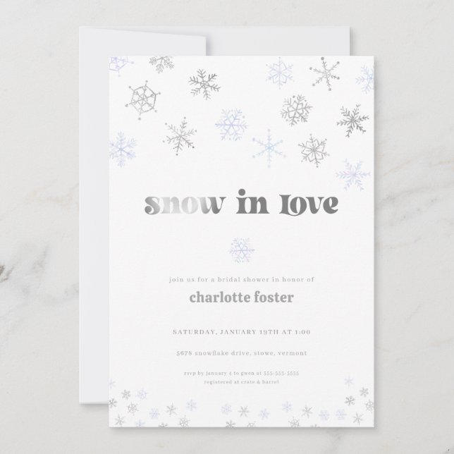 Snowflake Snow in Love Bridal Shower Invitation (Front)