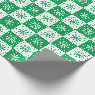 Snowflake & Snow Pattern (Green) Wrapping Paper