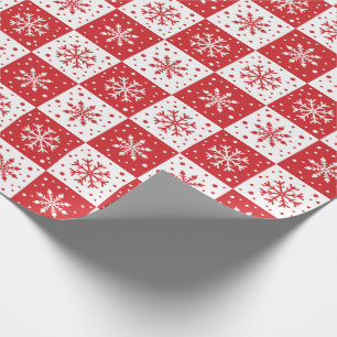 Snowflake & Snow Pattern (Red) Wrapping Paper