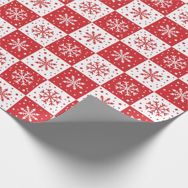 Snowflake & Snow Pattern (Red) Wrapping Paper (Corner)