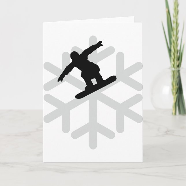 snowflake snowboarder icon holiday card (Front)