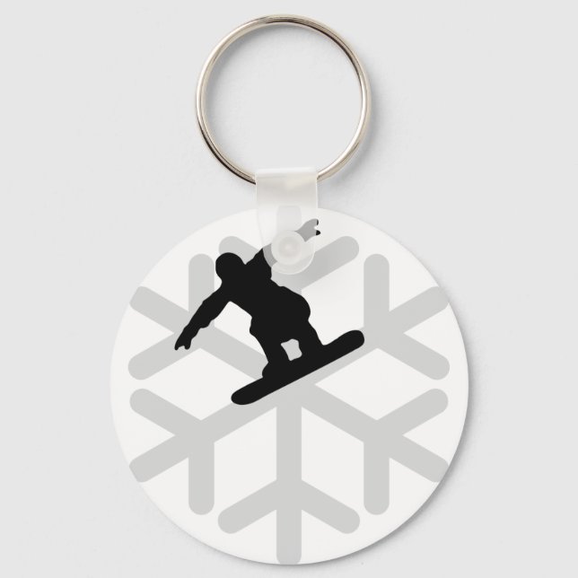 snowflake snowboarder icon keychain (Front)