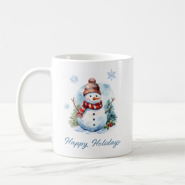 Snowflake Snowman Mug – Custom Winter Gift (Gauche)