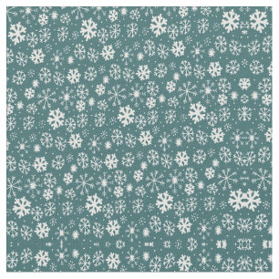 Snowflake Snowstorm In Aqua Blue Fabric