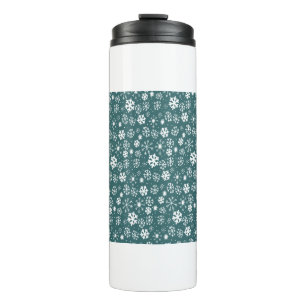 Snowflake Snowstorm In Aqua Blue Thermal Tumbler