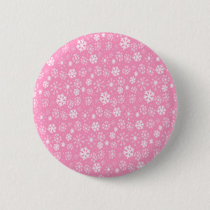 Snowflake Snowstorm In Pastel Pink 2 Inch Round Button