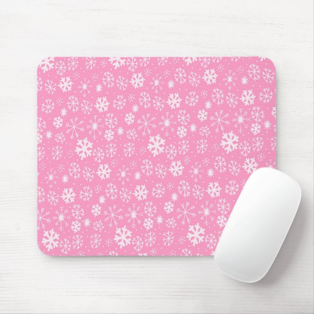 Snowflake Snowstorm In Pastel Pink Mouse Pad (With Mouse)