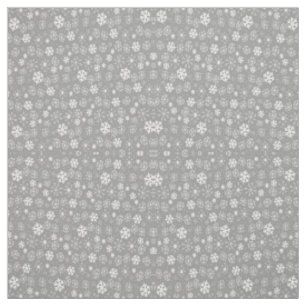 Snowflake Snowstorm In Silver Grey Fabric