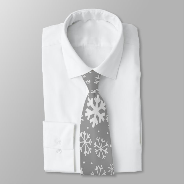 Snowflake Snowstorm In Silver Grey Tie (Tied)