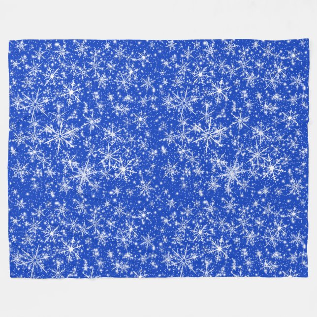 Snowflake Sparkle Seamless Pattern Fleece Blanket (Front (Horizontal))