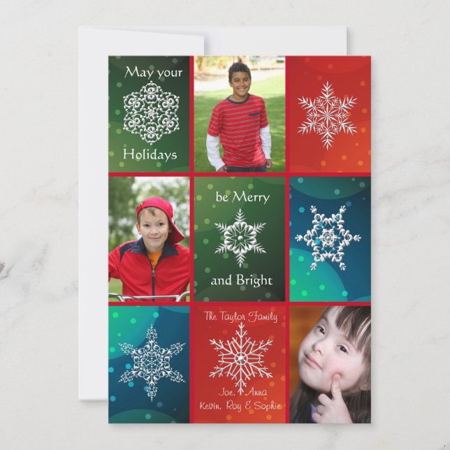 Snowflake Squares Winter Photo Card (Front)