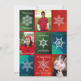 Snowflake Squares Winter Photo Card