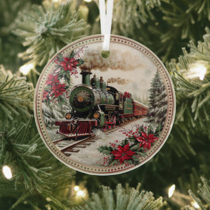Snowflake Steam Train – Timeless Christmas Journey Glass Ornament