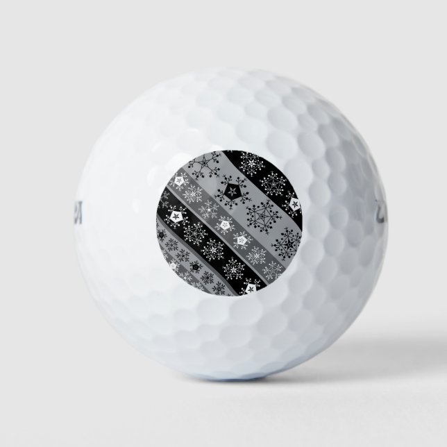 Snowflake Stripes Grey Golf Balls (Front)