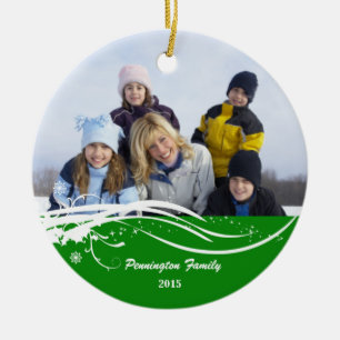 Snowflake swirl Christmas holiday photo ornament
