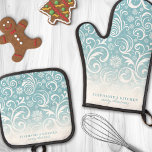 Snowflake Swirls On Blue Cute Custom Christmas Oven Mitt & Pot Holder Set<br><div class="desc">Elevate your holiday kitchen decor with this elegant oven mitt and pot holder set featuring a stunning design of snowflake swirls on a blue background. Perfect for adding a touch of festive sophistication to your culinary space, this set is both practical and beautiful. Customize it with your name or a...</div>