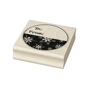 Snowflake Tag Custom Christmas Rubber Art Stamp