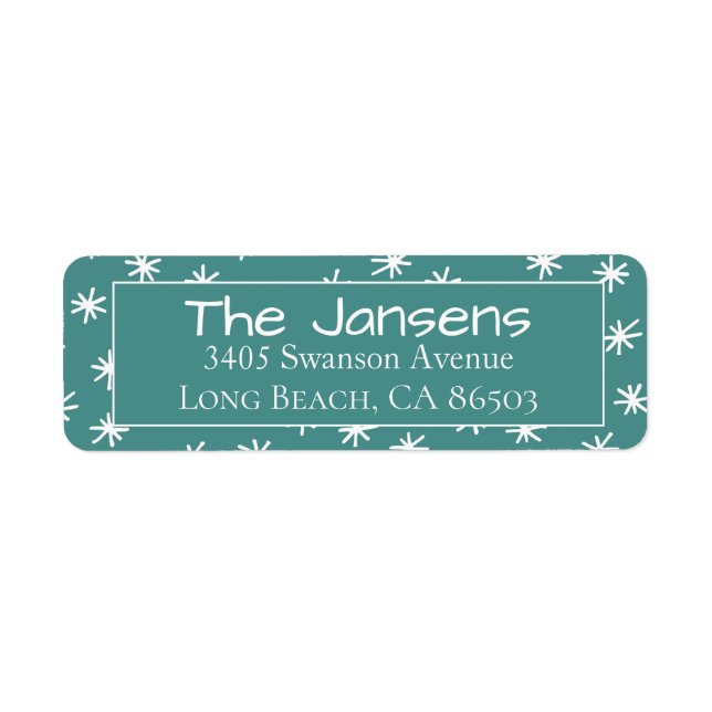 Snowflake Teal Return Address Label (Front)