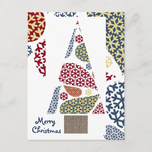 Snowflake Teardrops Tree Christmas Holiday Postcar Postcard