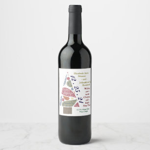 Snowflake Teardrops Tree Christmas Wine Label