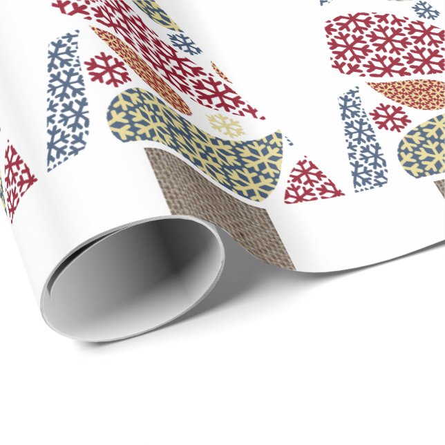 Snowflake Teardrops Tree Christmas Wrapping Paper (Roll Corner)