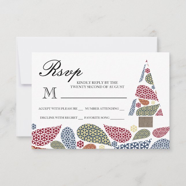 Snowflake Teardrops Tree RSVP (Front)